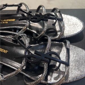 Yves Saint Laurent Silver and Black Women's Shoes